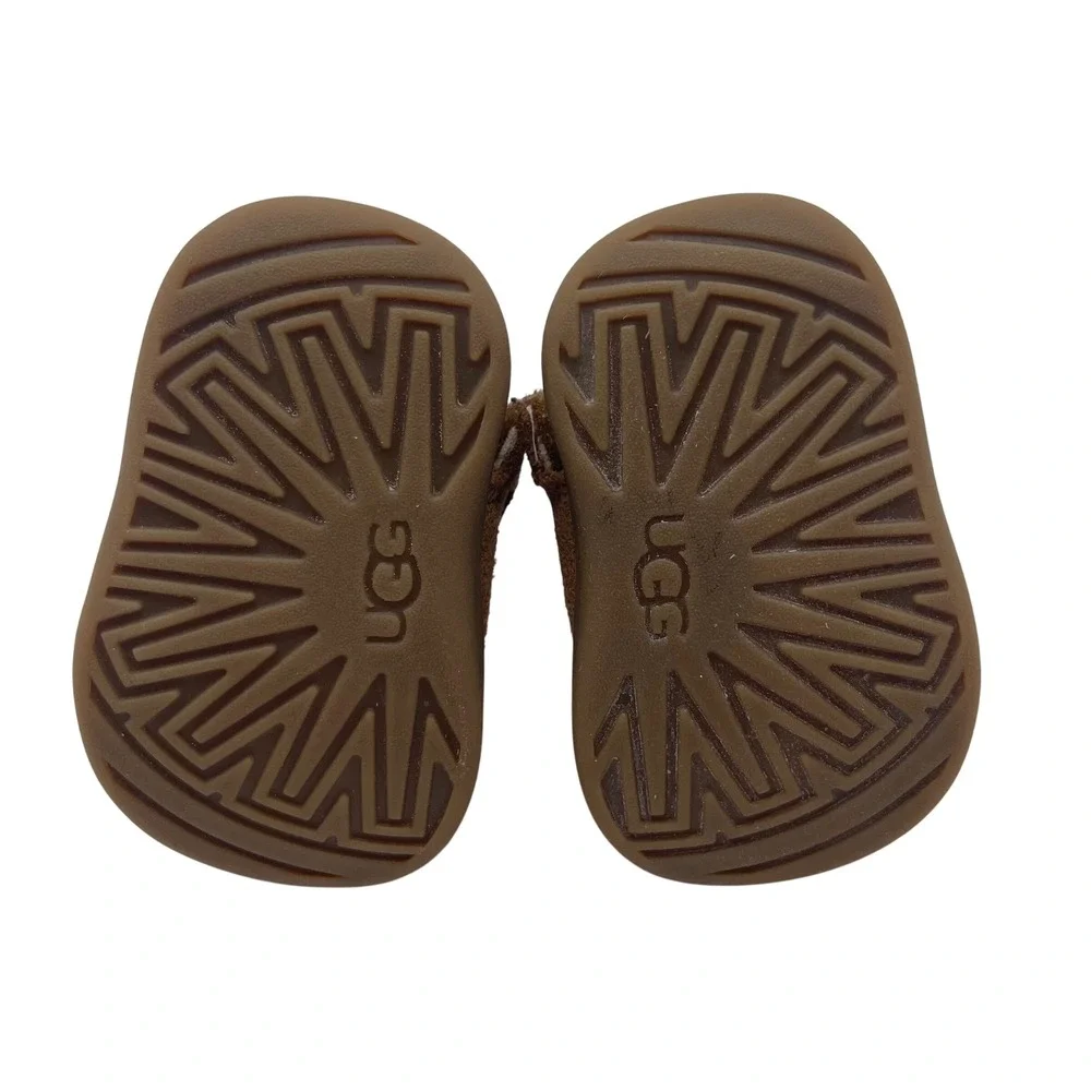 Toddler Baby UGG Boots Brown Suede Sheepskin Fur Lined‎ Hook Loop Size 01